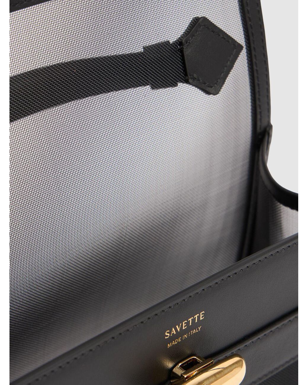 SAVETTE◆メッシュ Symmetry シンメトリーポシェット バッグ SAVETTE シンメトリーメッシュ X レザーポシェット ブラック | Lyst