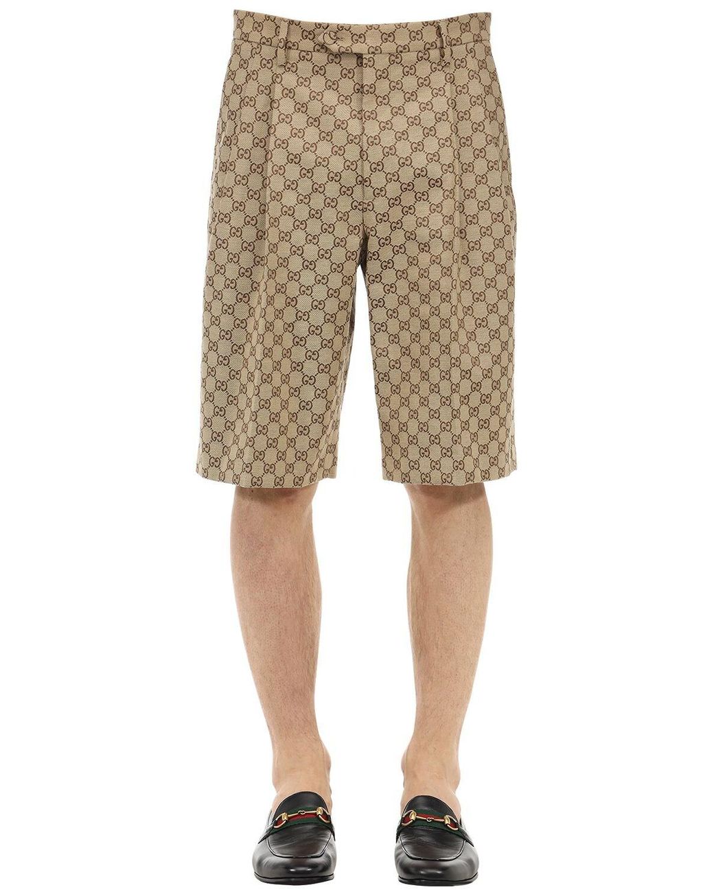 Gucci Gg Logo Cotton Canvas Shorts in Beige (Natural) for Men - Lyst