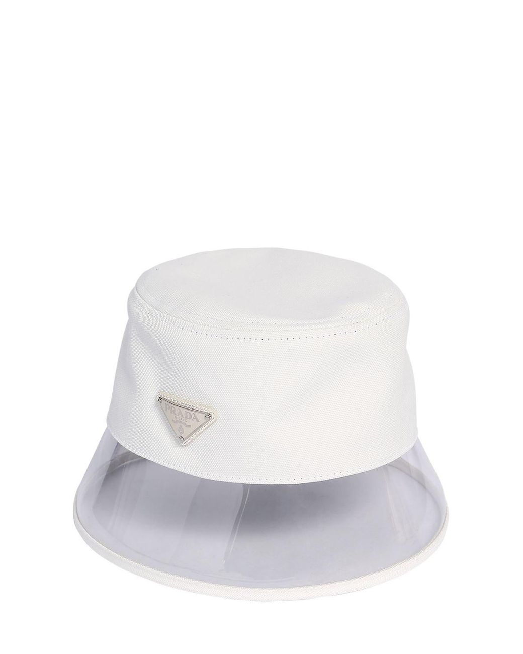 Prada Cotton \u0026 Plexi Bucket Hat W/ Logo 