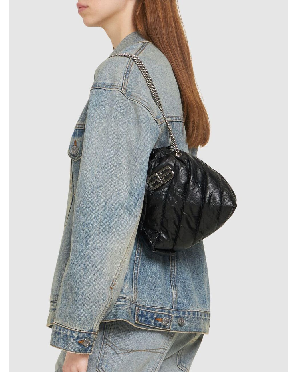 ◆BALENCIAGA◆XS Crush キルテッドレザートートバッグ シルバー 国内発送☆BALENCIAGA】ウィメンズ CRUSH XS トートバッグ