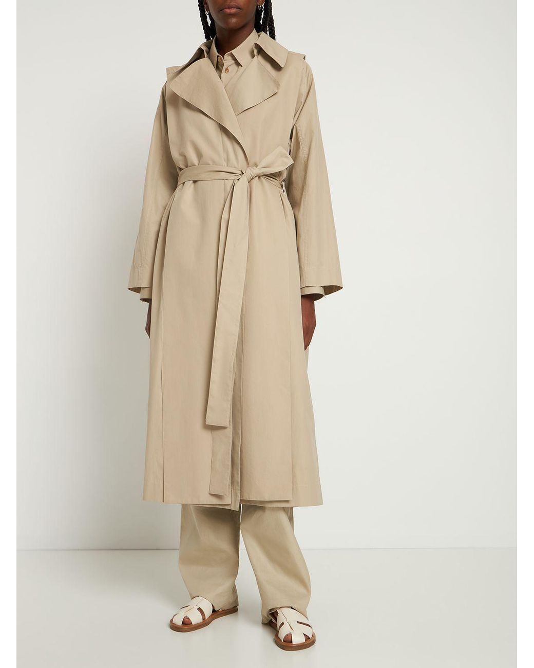 The Row Badva Hooded Gabardine Trench Coat in Natural | Lyst