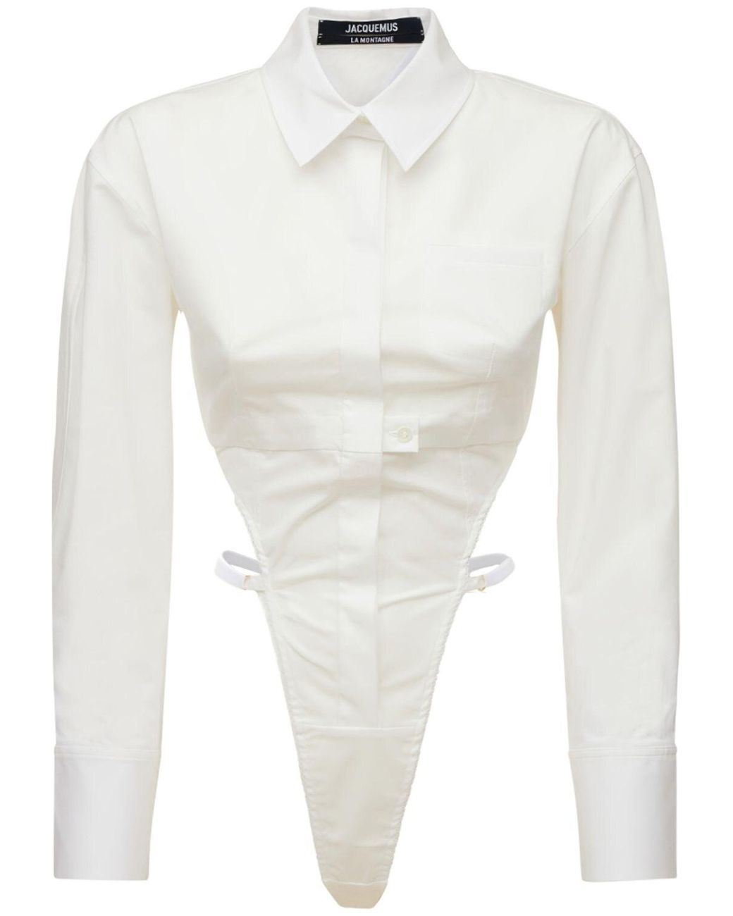 Jacquemus La Chemise Body Stretch Shirt Bodysuit in White | Lyst UK