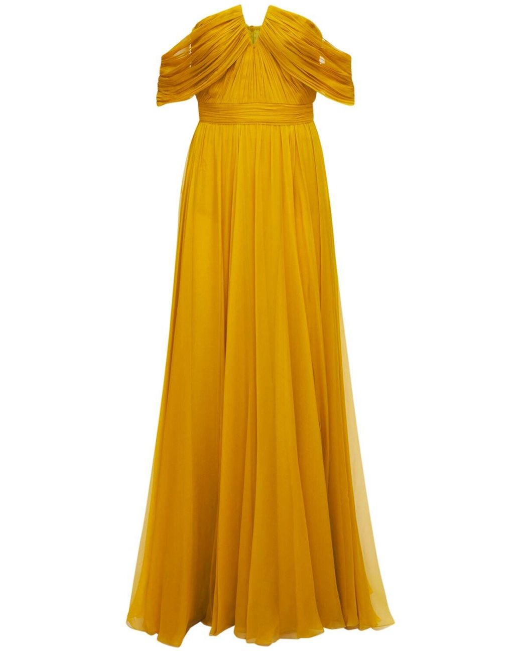 Zuhair Murad Chiffon Strapless Long Dress in Yellow | Lyst