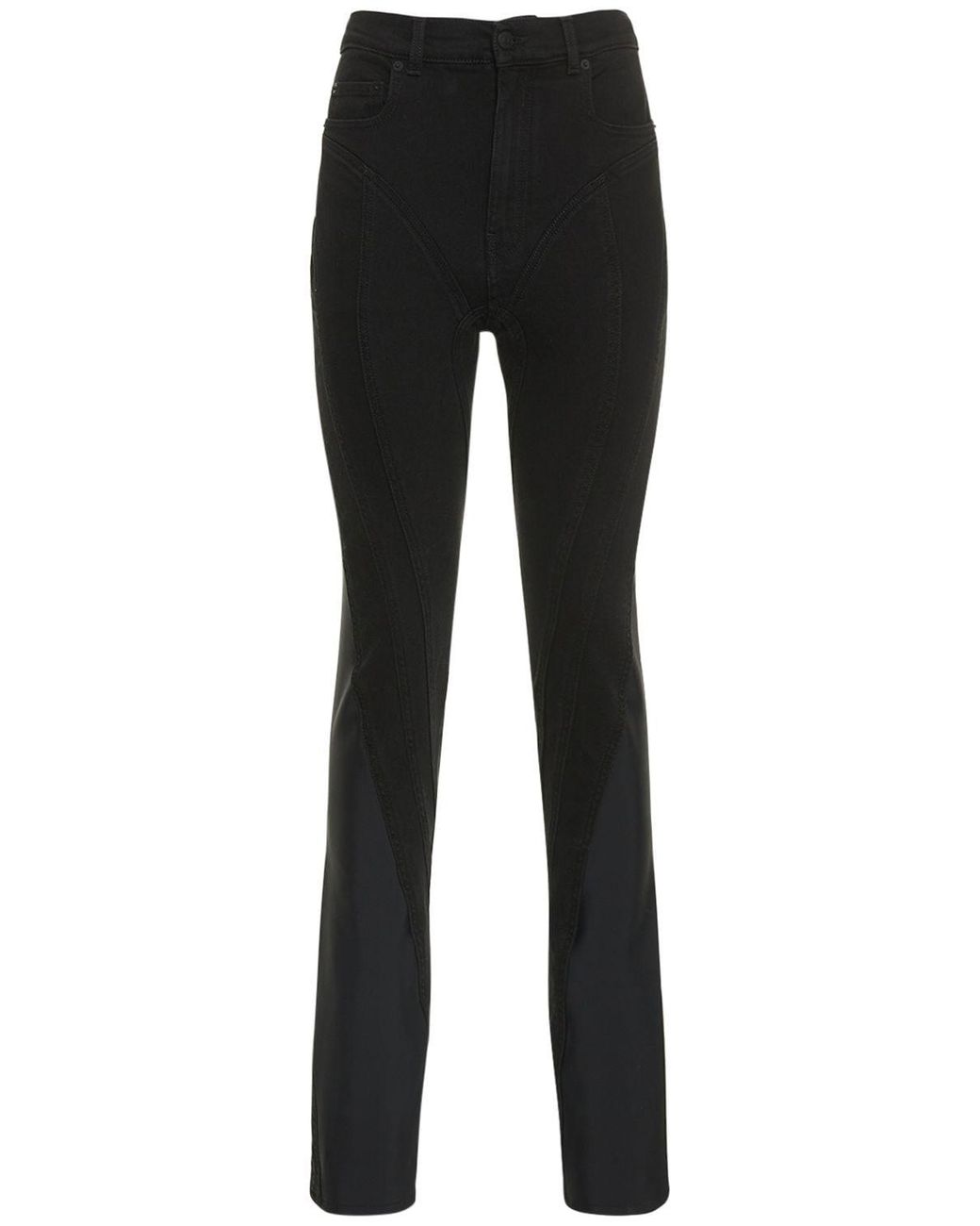 Mugler Contrast Denim & Jersey Skinny Jeans in Black | Lyst
