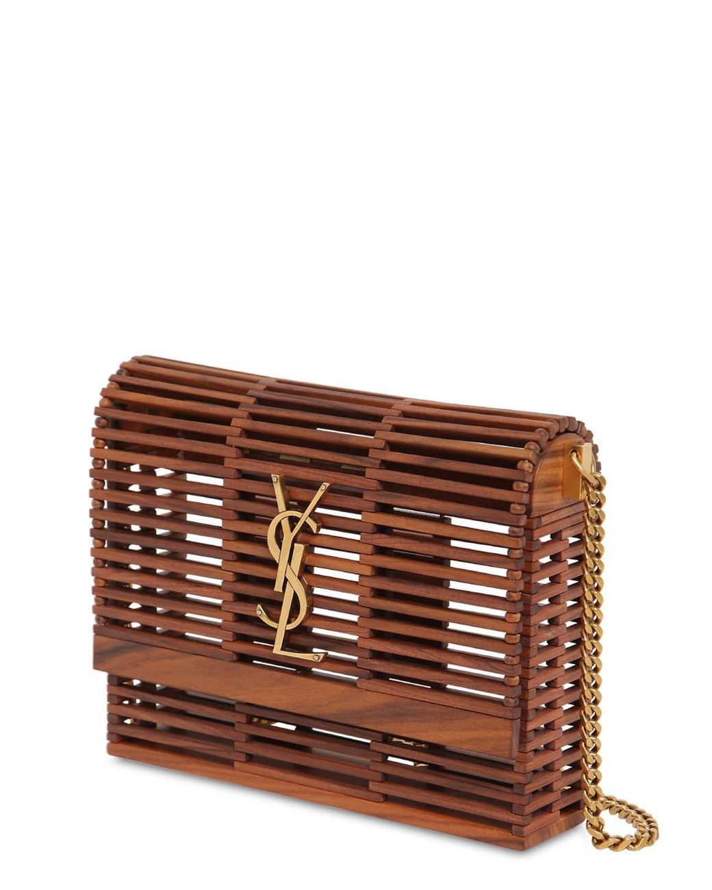 Saint laurent small kate wooden weave box bag hotsell