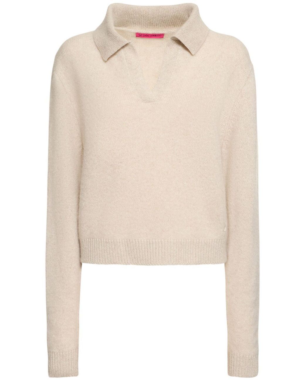 The Elder Statesman Henley Cashmere V Neck Sweater in Natural | Lyst