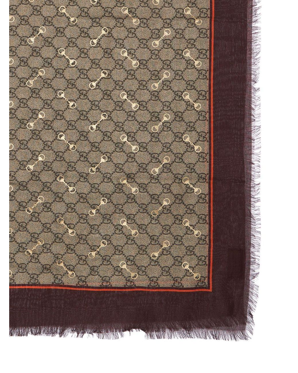Gucci Gg Print Modal & Silk Shawl W/ Horsebit | Lyst