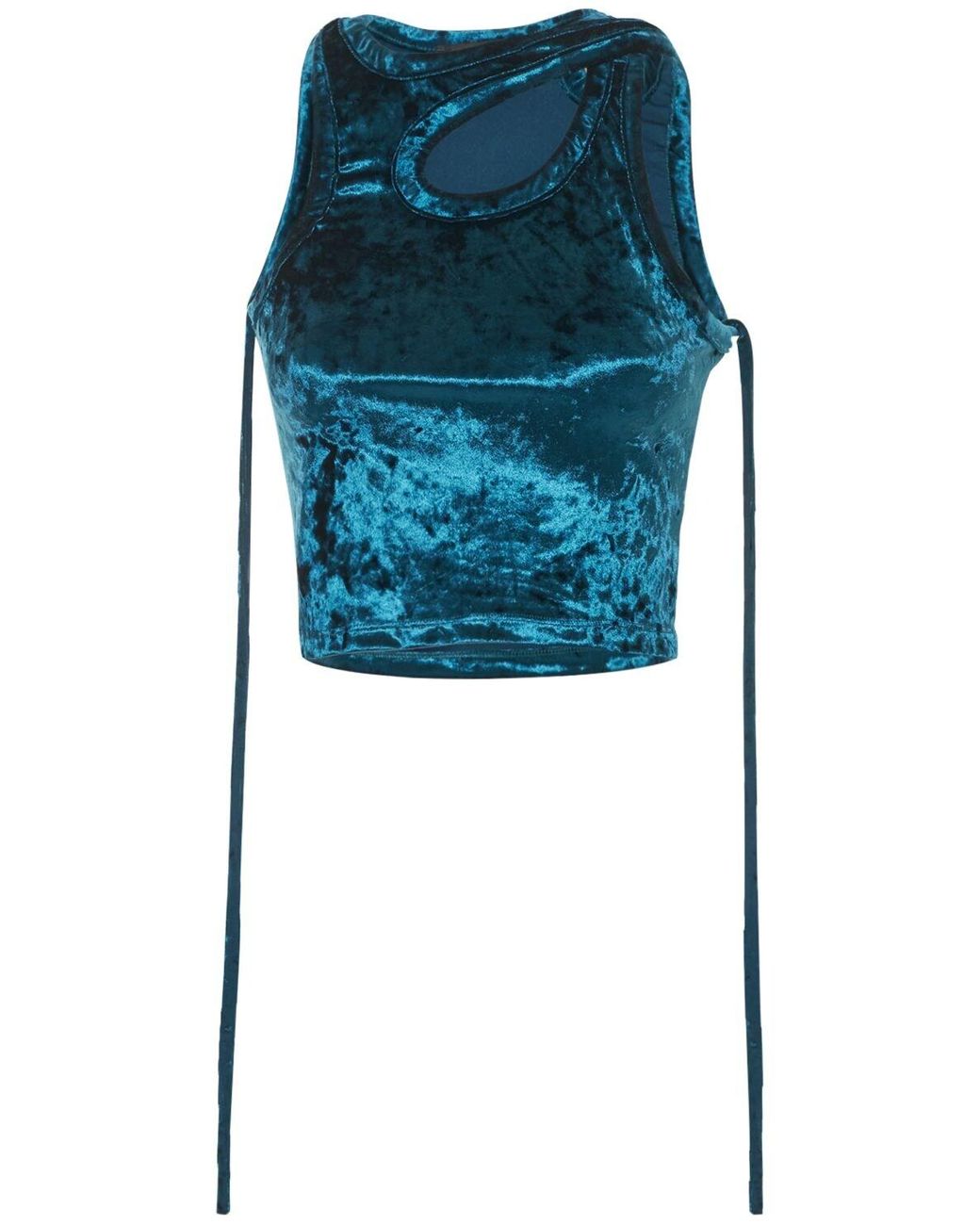 Ottolinger tied detailing velvet cropped top - Blue