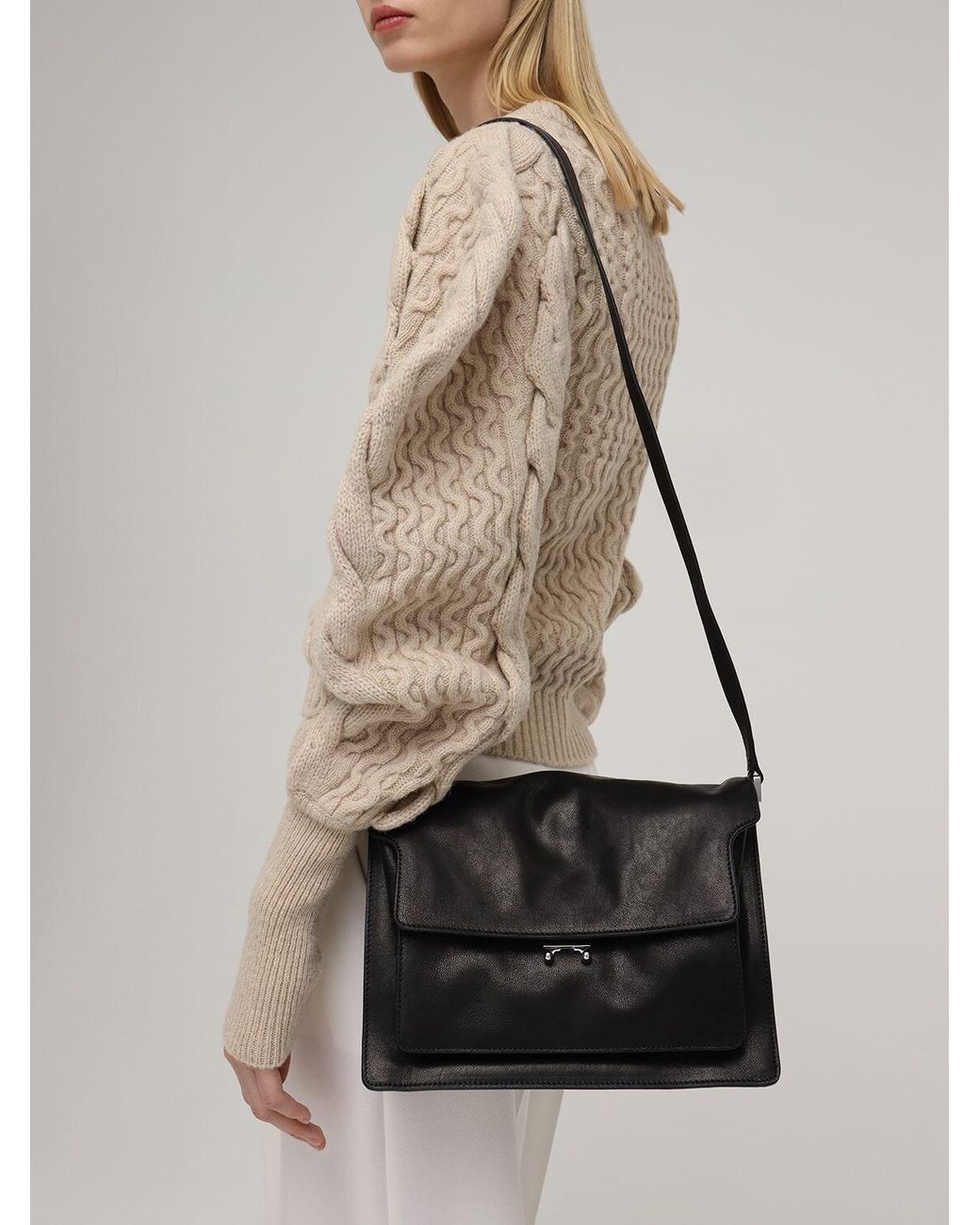 MARNI: Trunk Soft bag in tumbled leather - Beige