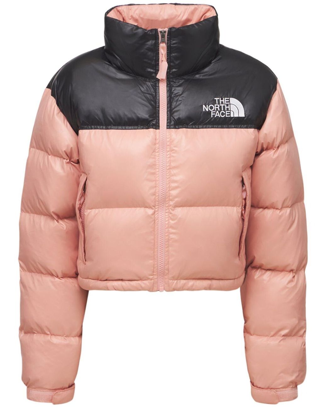 The North Face Nuptse Cropped Down Jacket in Pink | Lyst Australia