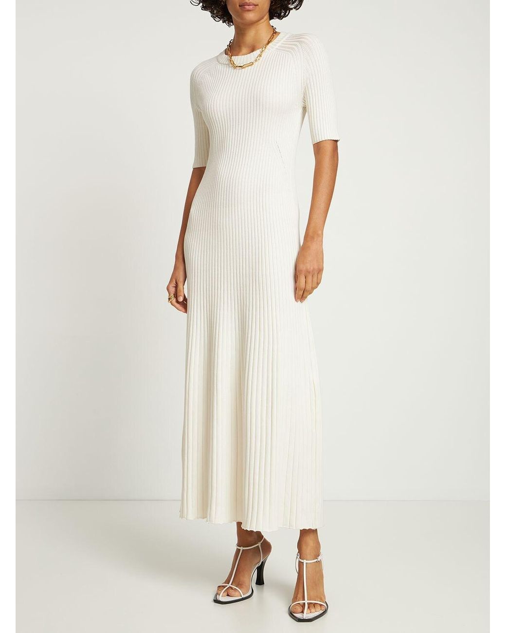 SERON SILK AND COTTON KNITTED LONG DRESS