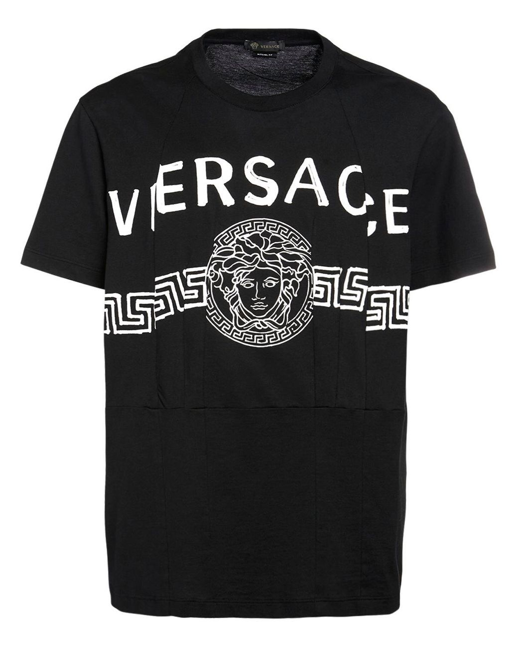 Versace Logo Print Cotton T-shirt in Black for Men - Lyst