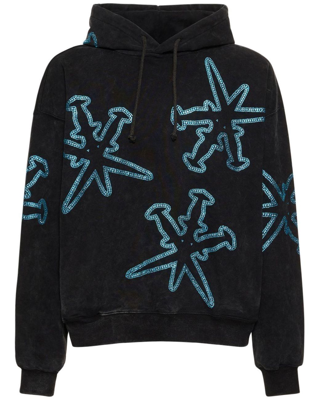 Unknown Rhinestone dagger Cotton Blend Hoodie in Black for Men