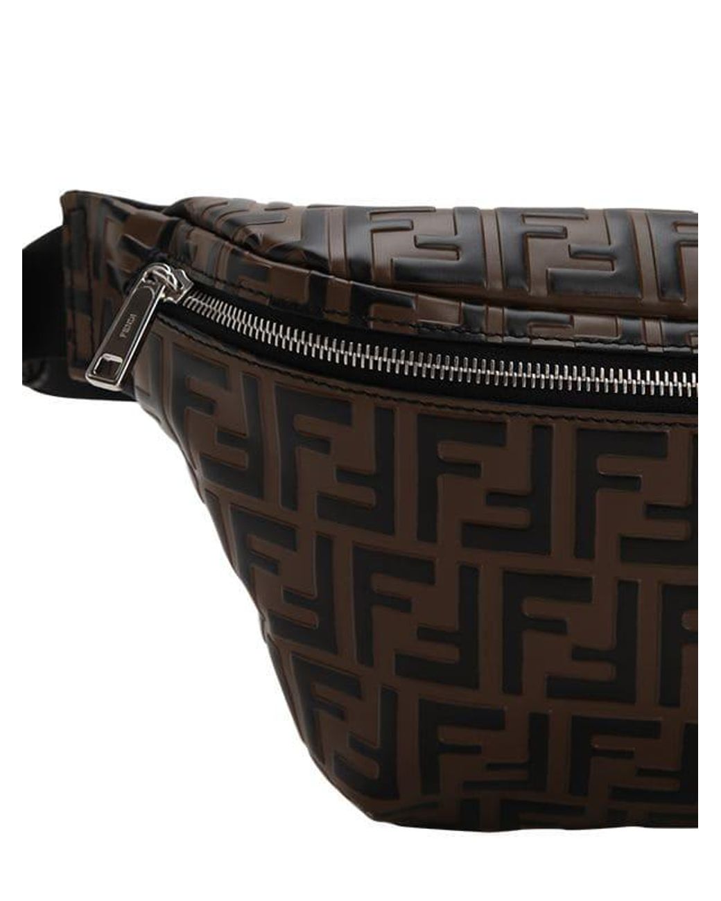 Fendi Logo Embossed Leather Belt Bag in Brown for Men | Lyst