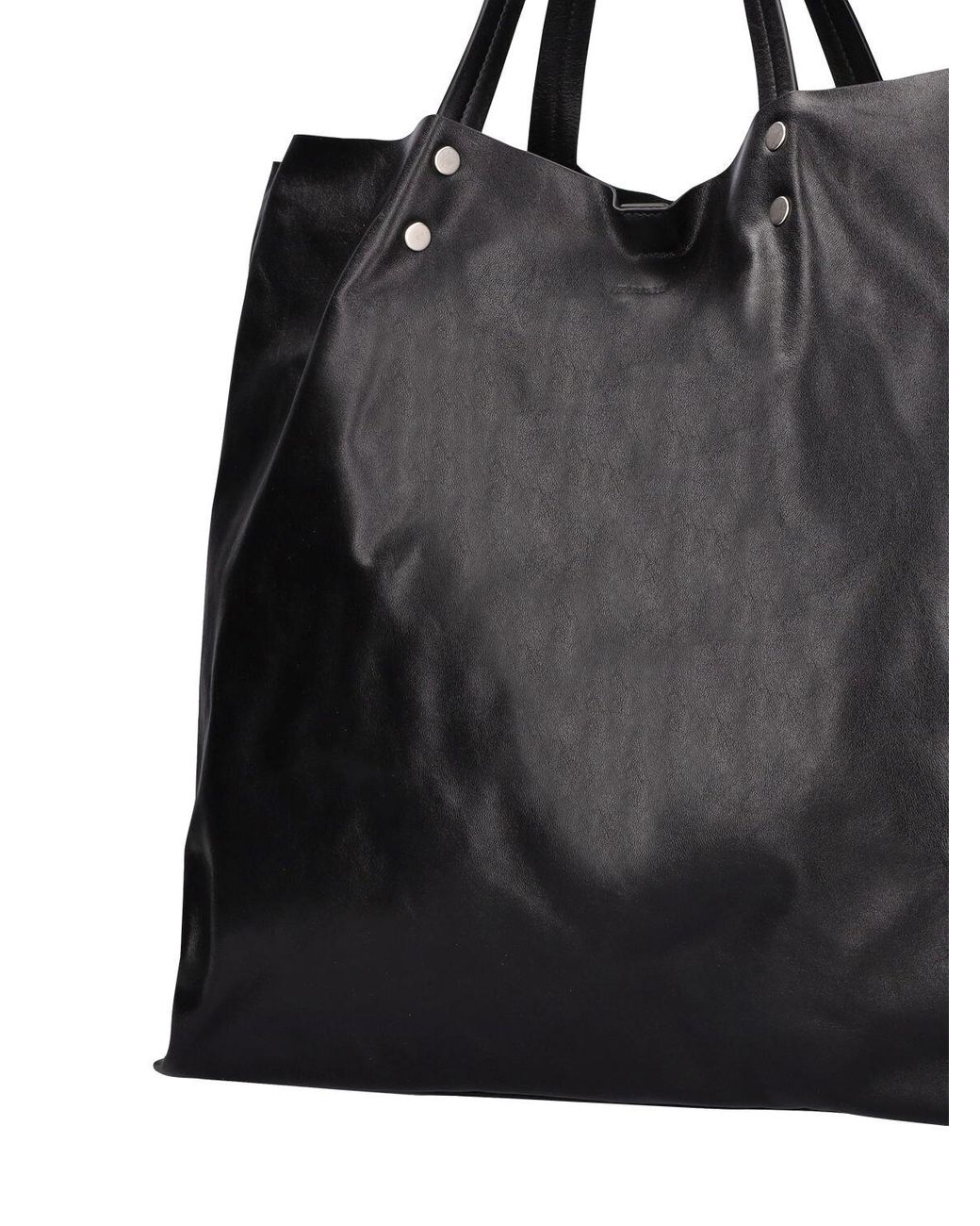 Jil Sander Rivet Medium Leather Tote Bag in Black for Men - Lyst