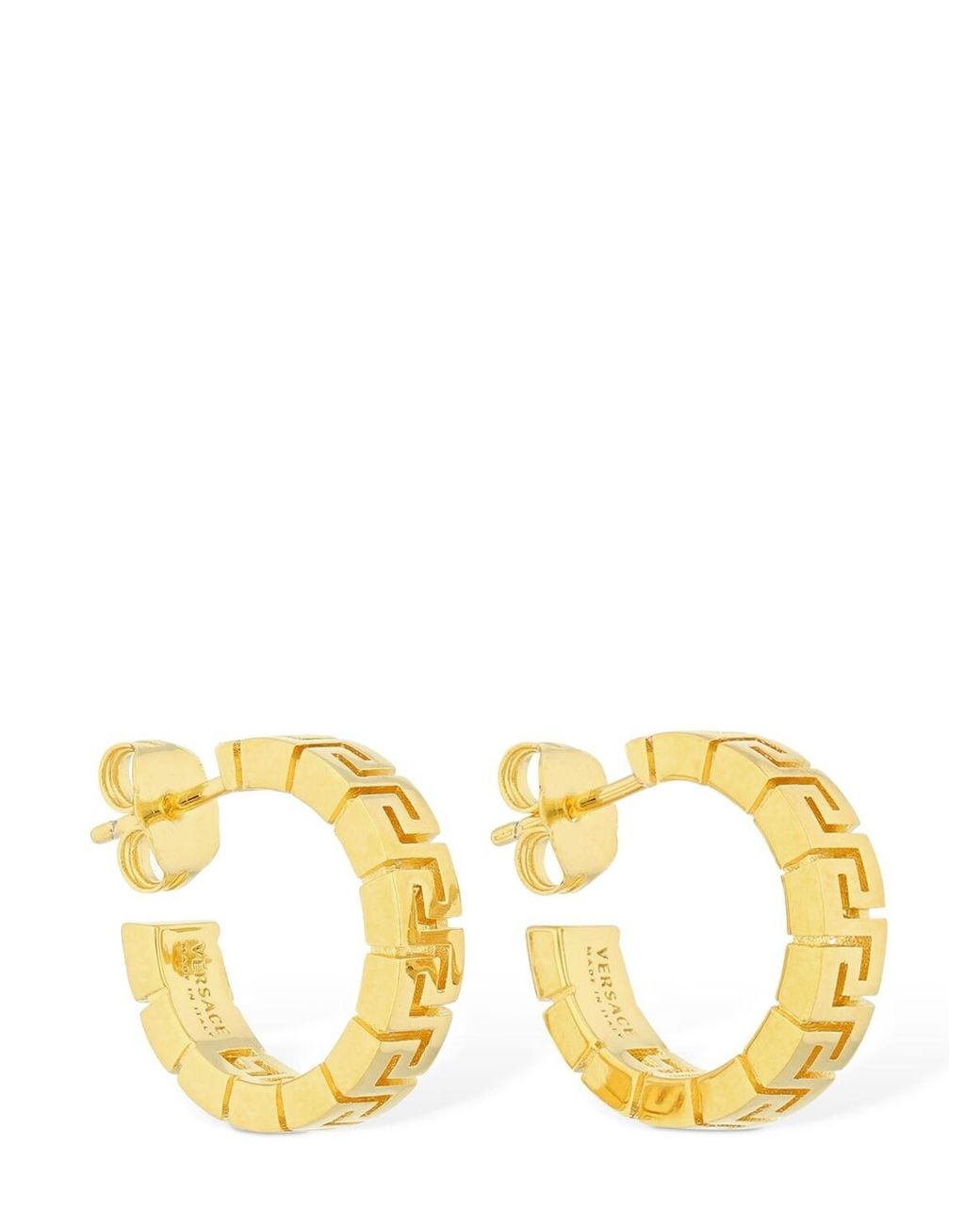Versace Greek Motif Mini Hoop Earrings in Gold (Metallic) - Lyst