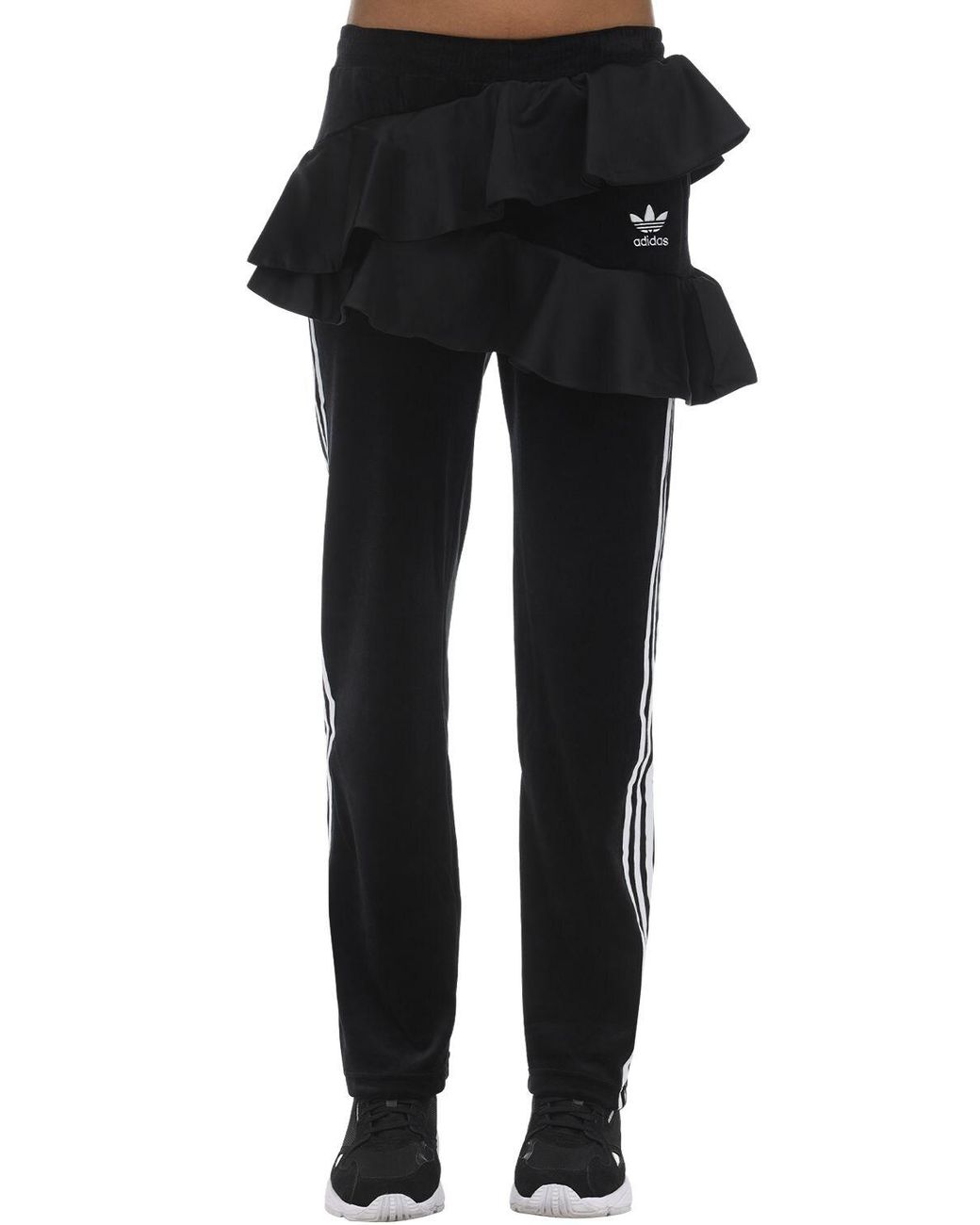 adidas Originals Ruffled Velvet Track Pants in Black Lyst