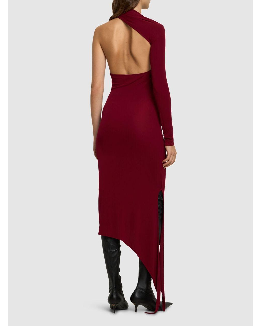 ワンピース COURREGES ONE-SHOULDER LONG DRESS IN JERSEY Courreges One-Shoulder Long Dress In Red - 45% Off