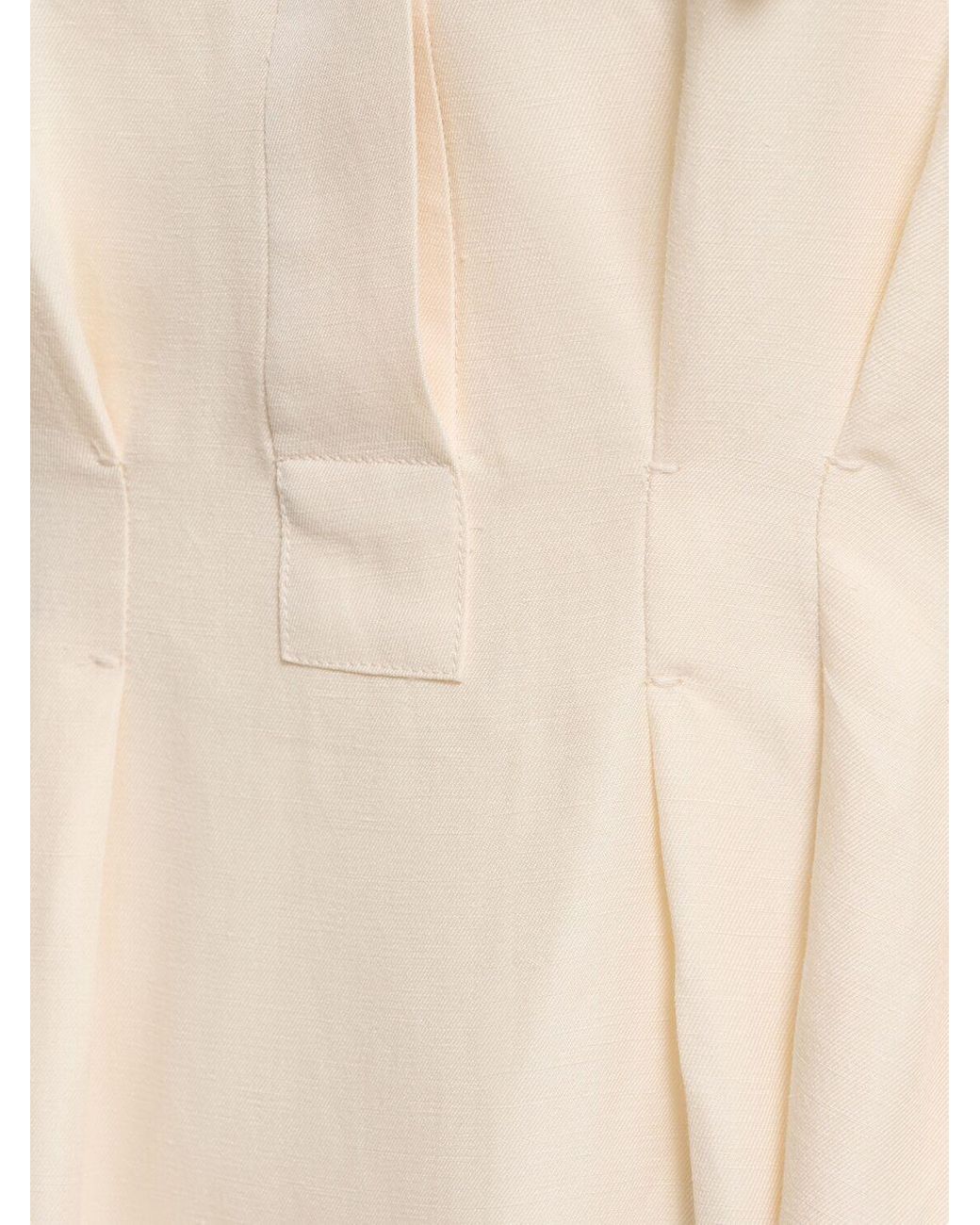 MAXMARA アウトレット●DRINA プリーツ入りリネン×シルクドレス Max Mara Drina リネン&シルクツイルドレス ナチュラル | Lyst