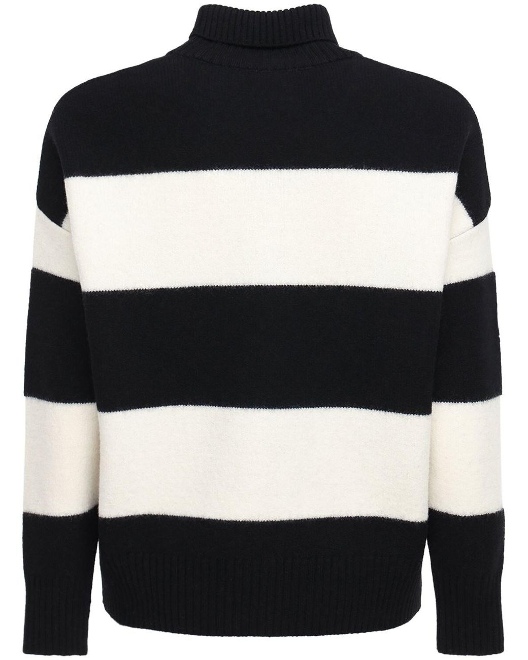 Ami Paris Heart Logo Striped Wool Knit Sweater in Black for Men | Lyst