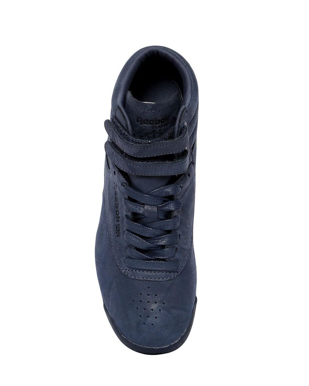 Reebok Freestyle Nubuck High Top Sneakers in Blue | Lyst