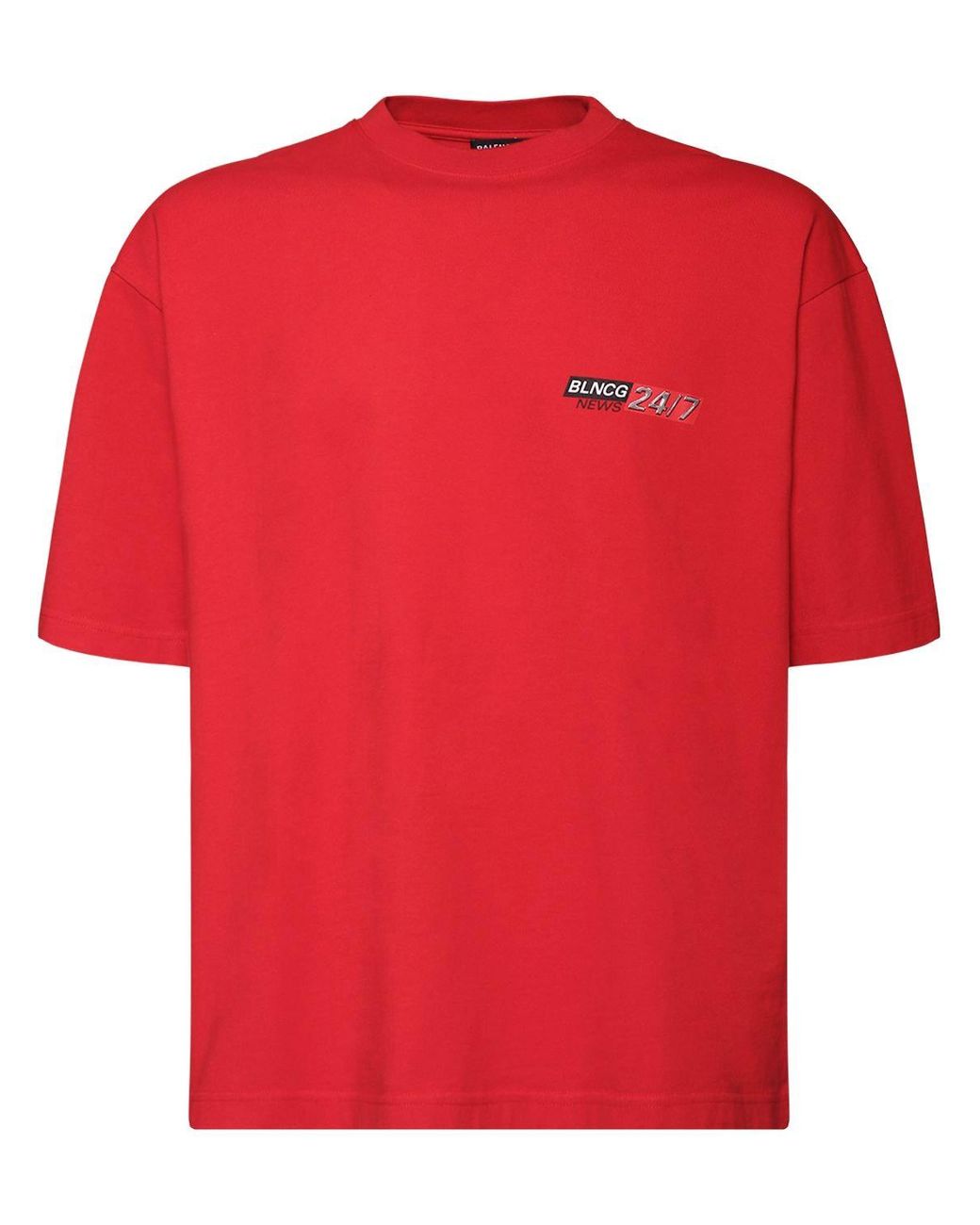 Balenciaga Logo News Print Cotton Jersey T-shirt in Red for Men - Lyst