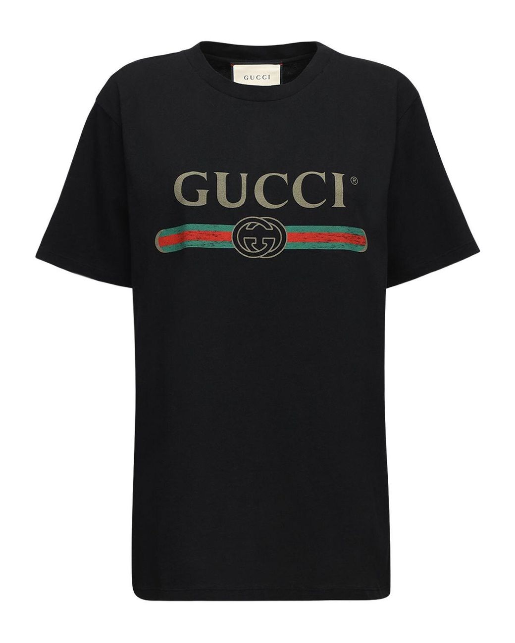 Gucci コットン グッチスパンコール ロゴ オーバーサイズ Tシャツ 
