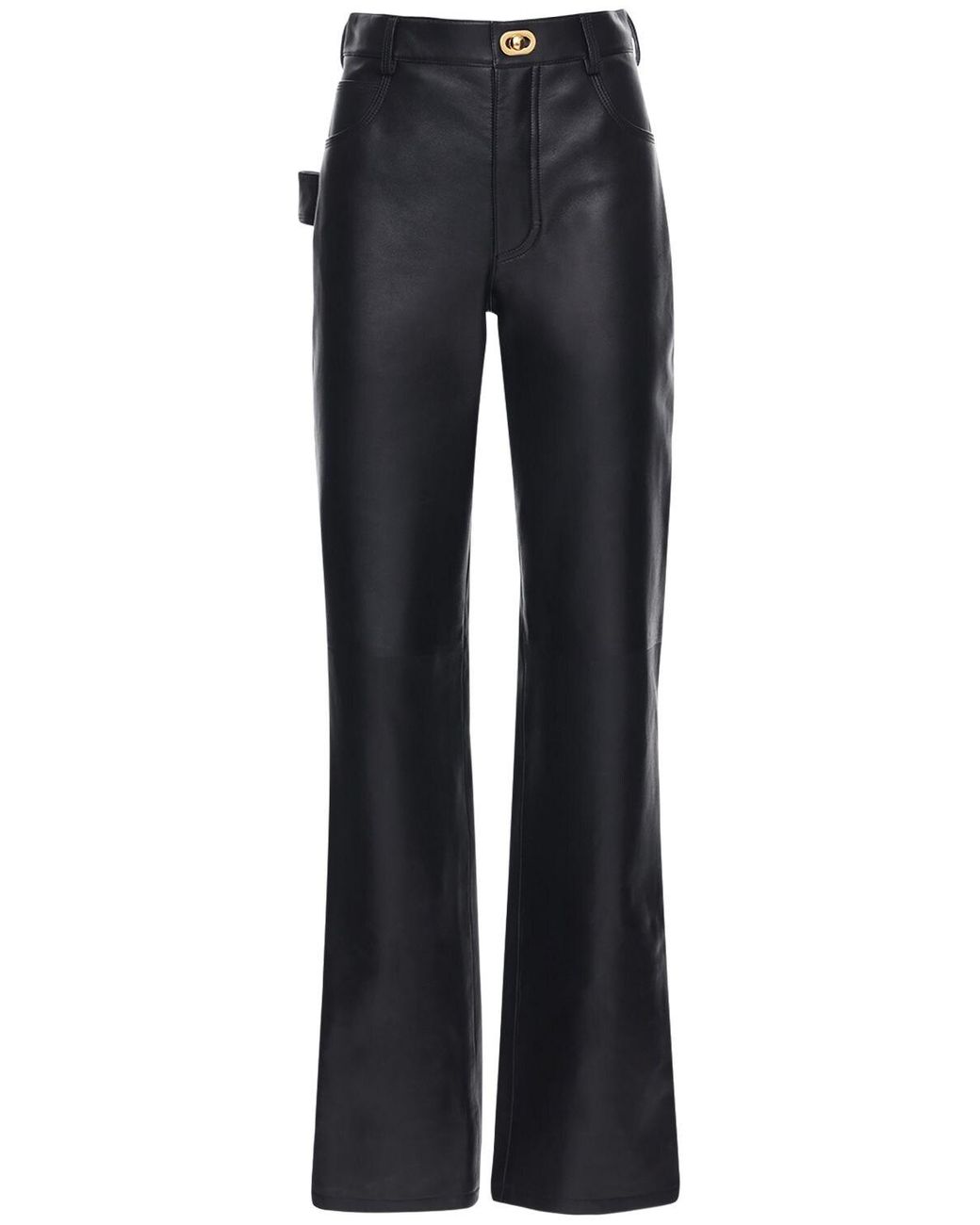 Bottega Veneta Leather Pants W/ Metal Buckles in Black - Lyst