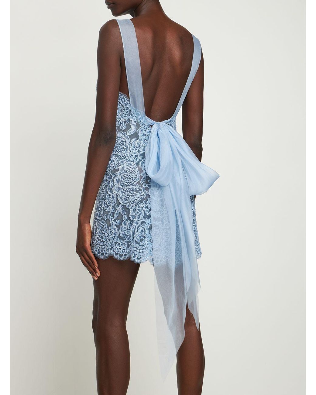 Ermanno Scervino Lace & Tulle Mini Dress in Blue | Lyst