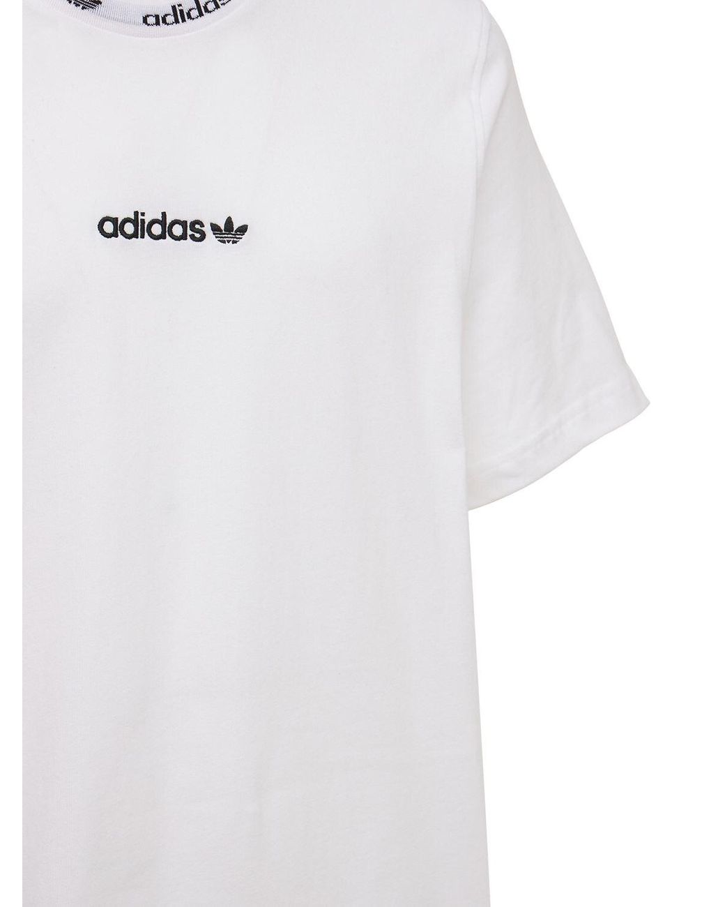 adidas Originals Trefoil Linear Cotton T-shirt in White for Men | Lyst