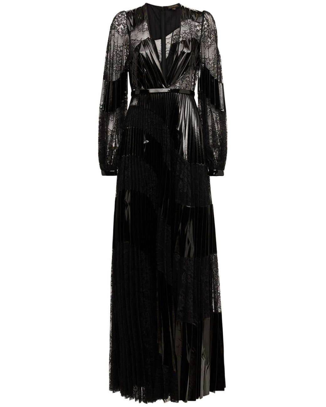 Zuhair Murad Vinyl & Lace Long Sleeve Gown in Black | Lyst