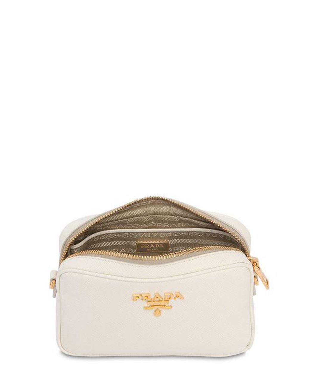 Prada Saffiano Leather Camera Bag in White