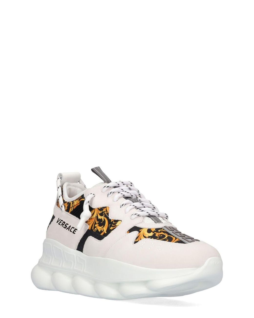 Versace Synthetic 60mm Chain Reaction Printed Sneakers in White | Lyst