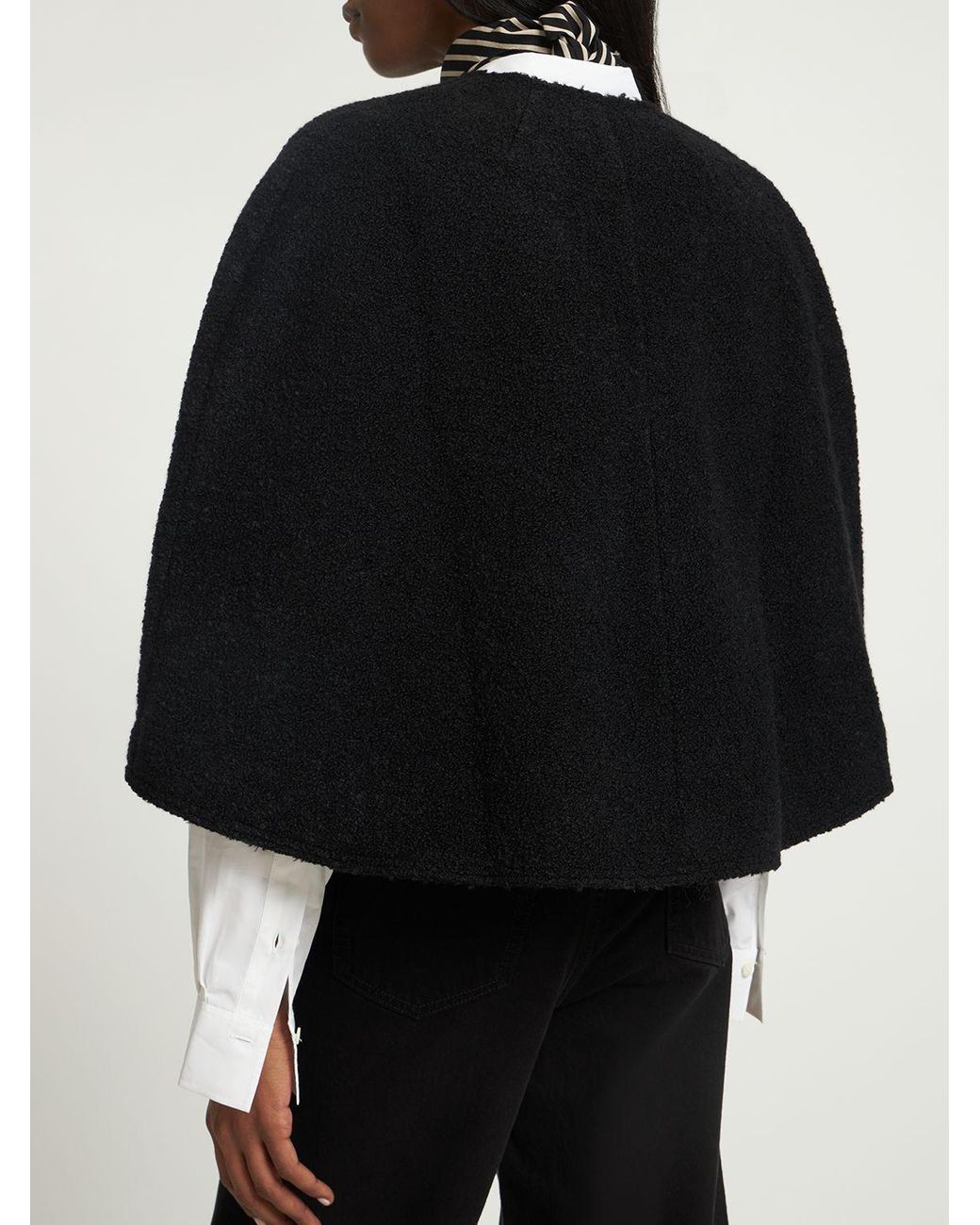 Totême Mohair Blend Bouclé Cape Jacket in Black | Lyst