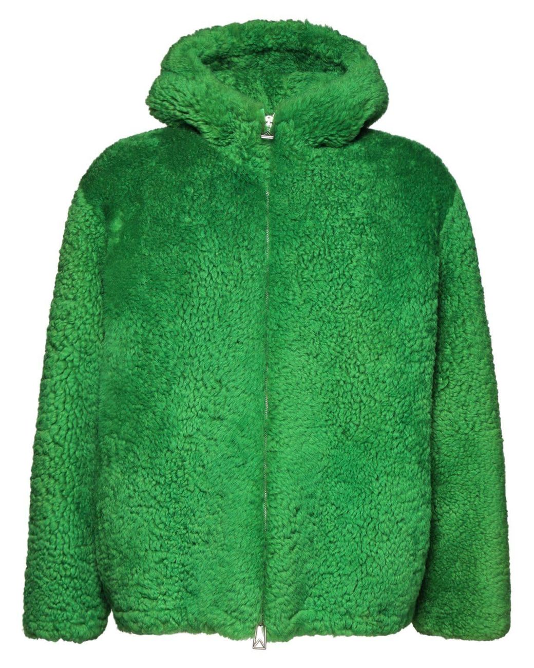 Bottega Veneta Hooded Teddy Shearling Jacket in Green for Men | Lyst