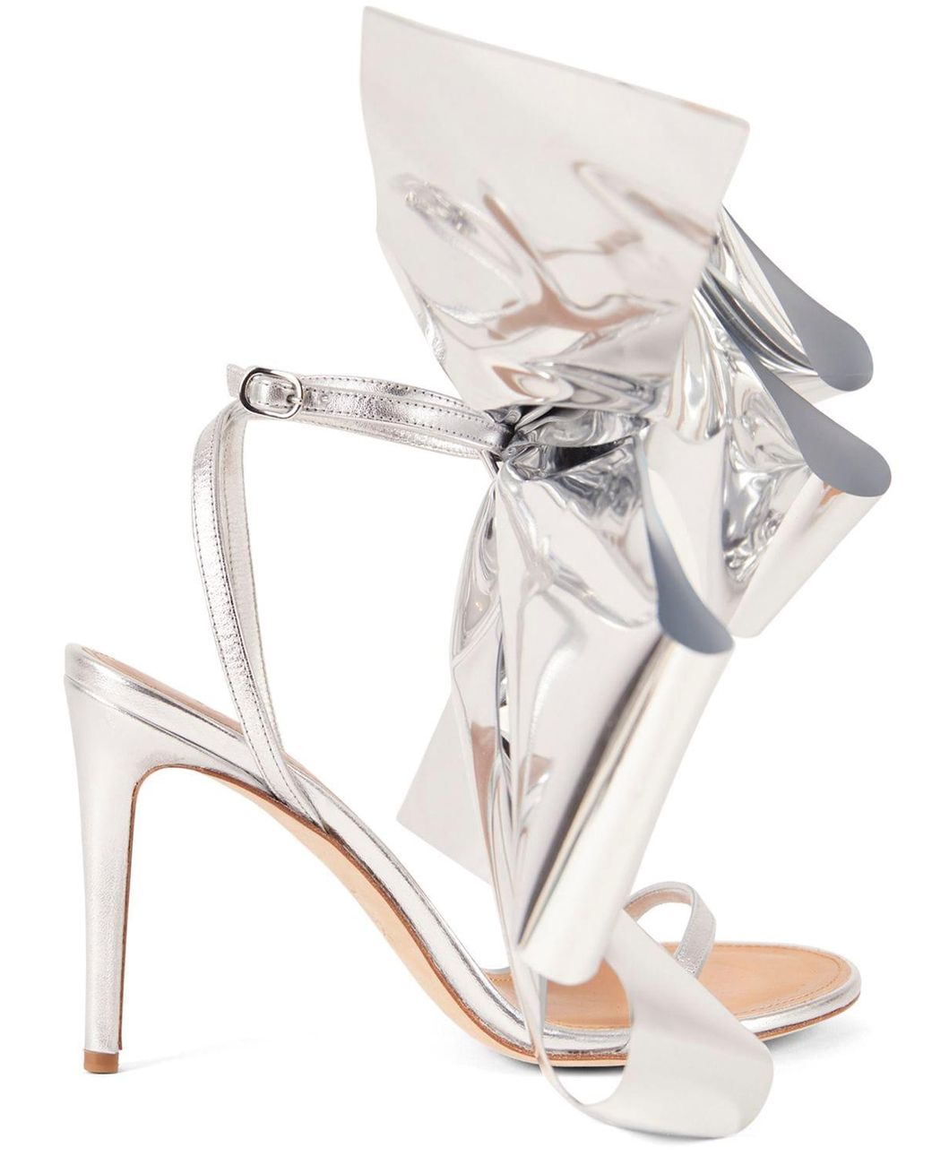 Loewe 100mm Bow Metallic Leather Sandals in Silver (White) | Lyst