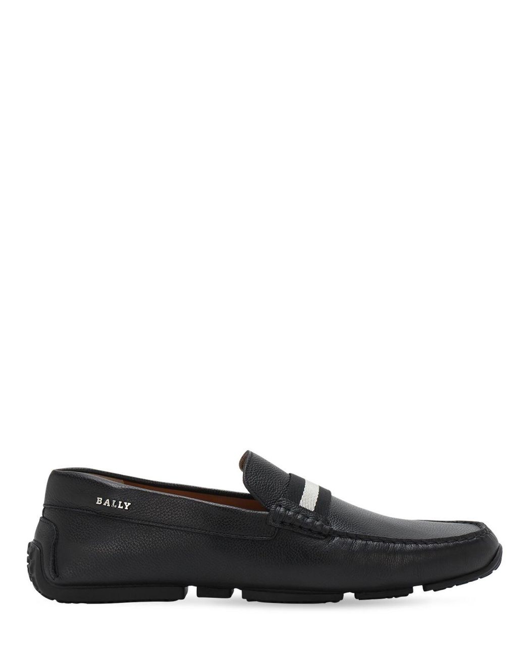 Bally Driver Leather Loafers W/ Stripe in Black for Men - Lyst