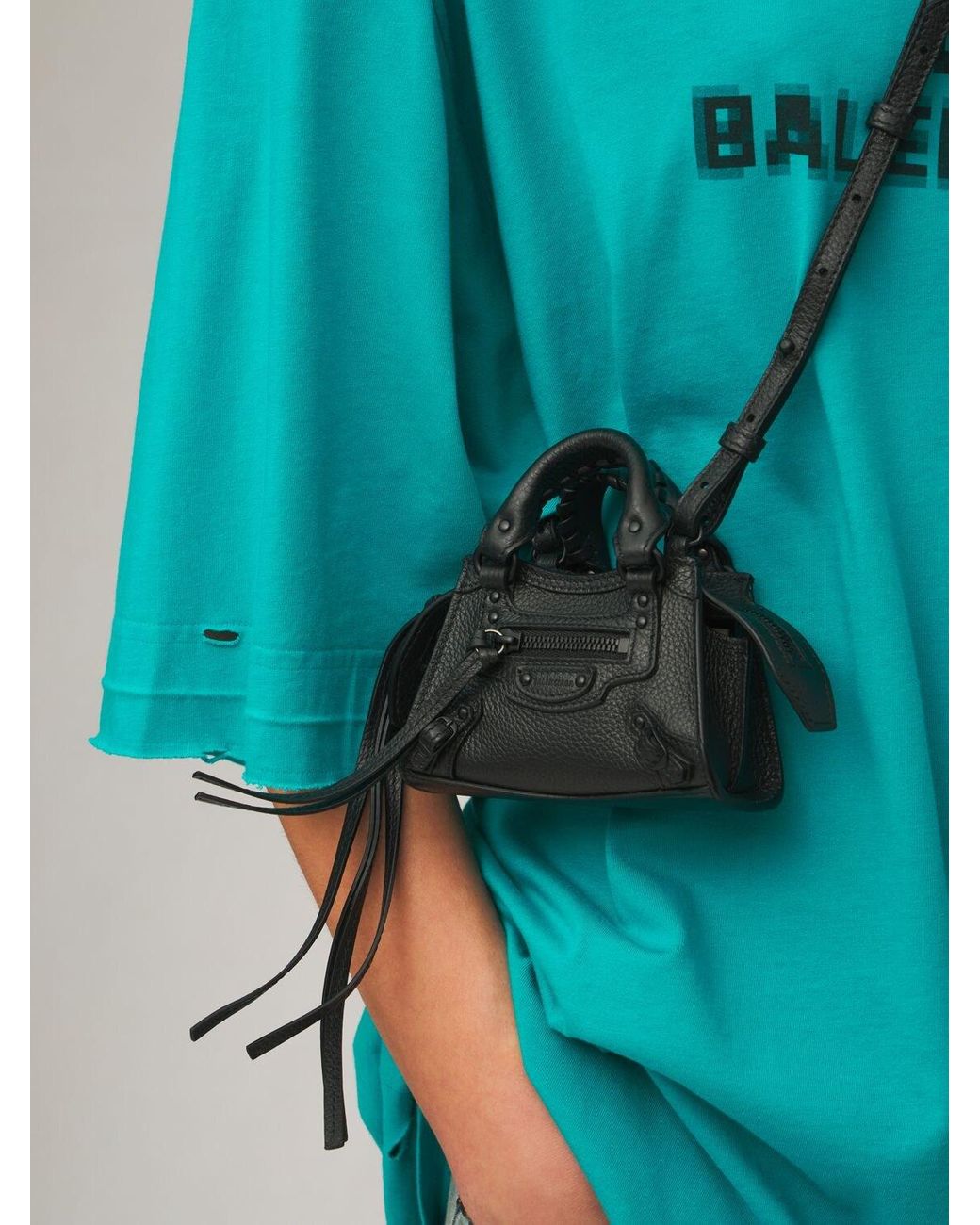Balenciaga Nano Neo Classic Leather Shoulder Bag in Black