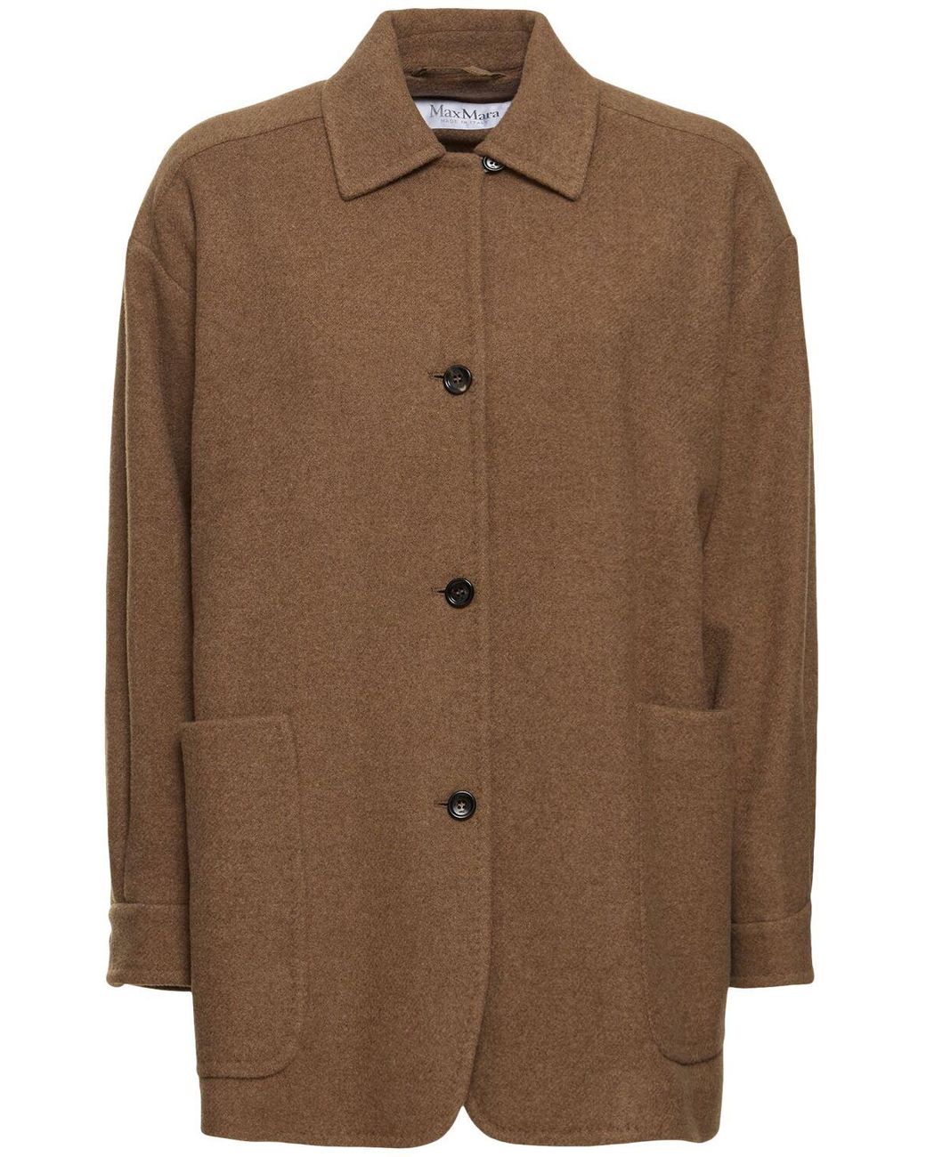 ジャケット Max Mara FW24 ELIGIO JACKET (2421046122600 384003) Max Mara Eligio Shetland Shirt Jacket in Brown | Lyst