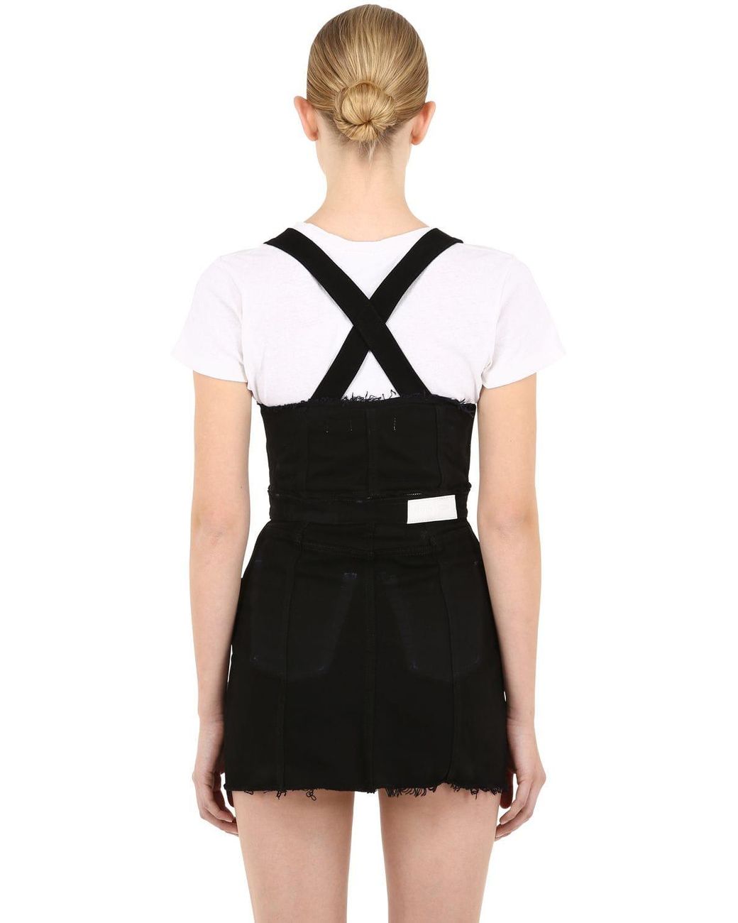 Zipped Denim Overalls Mini Dress 