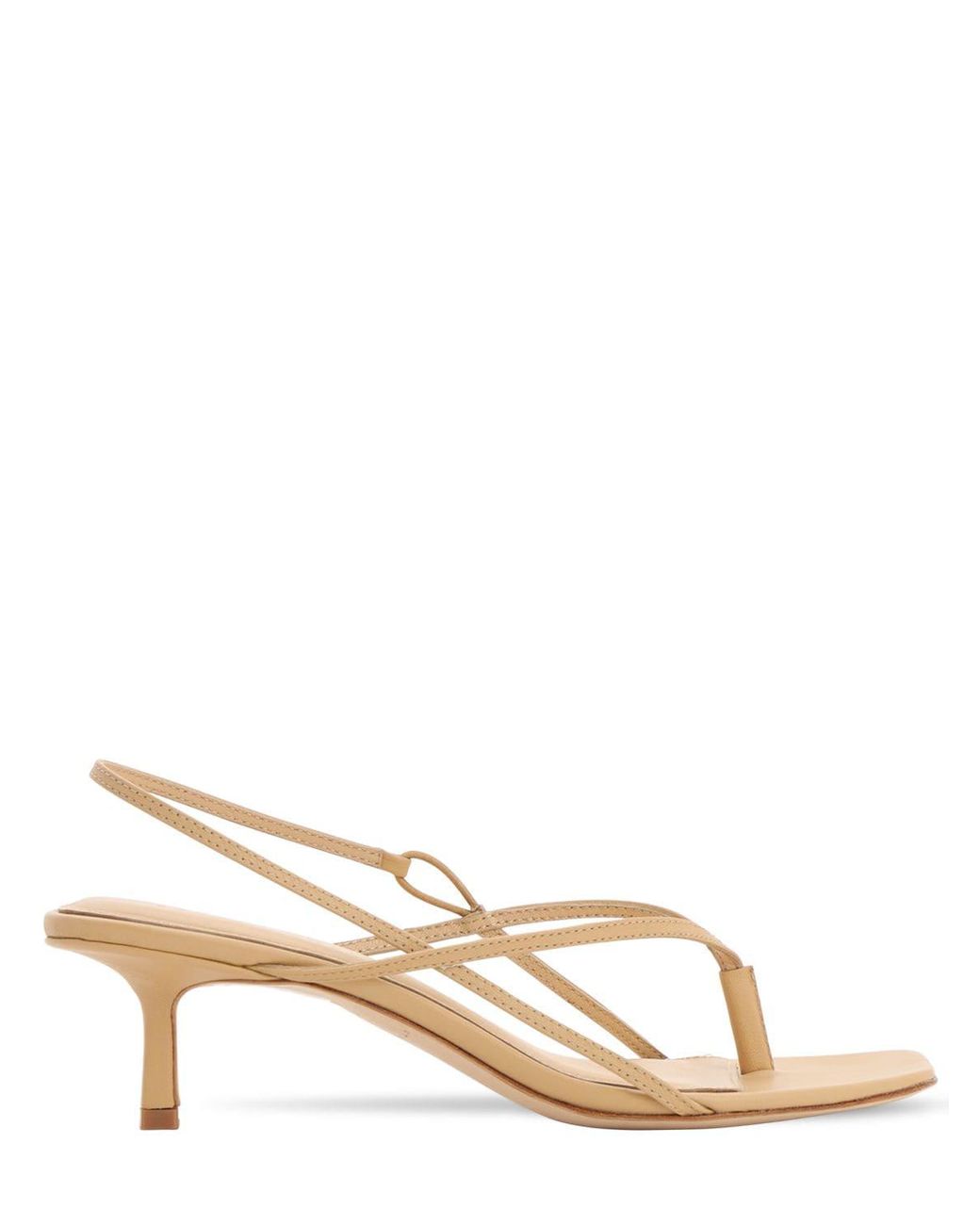 STUDIO AMELIA 50mm Leather Thong Sling Back Sandals in Natural | Lyst