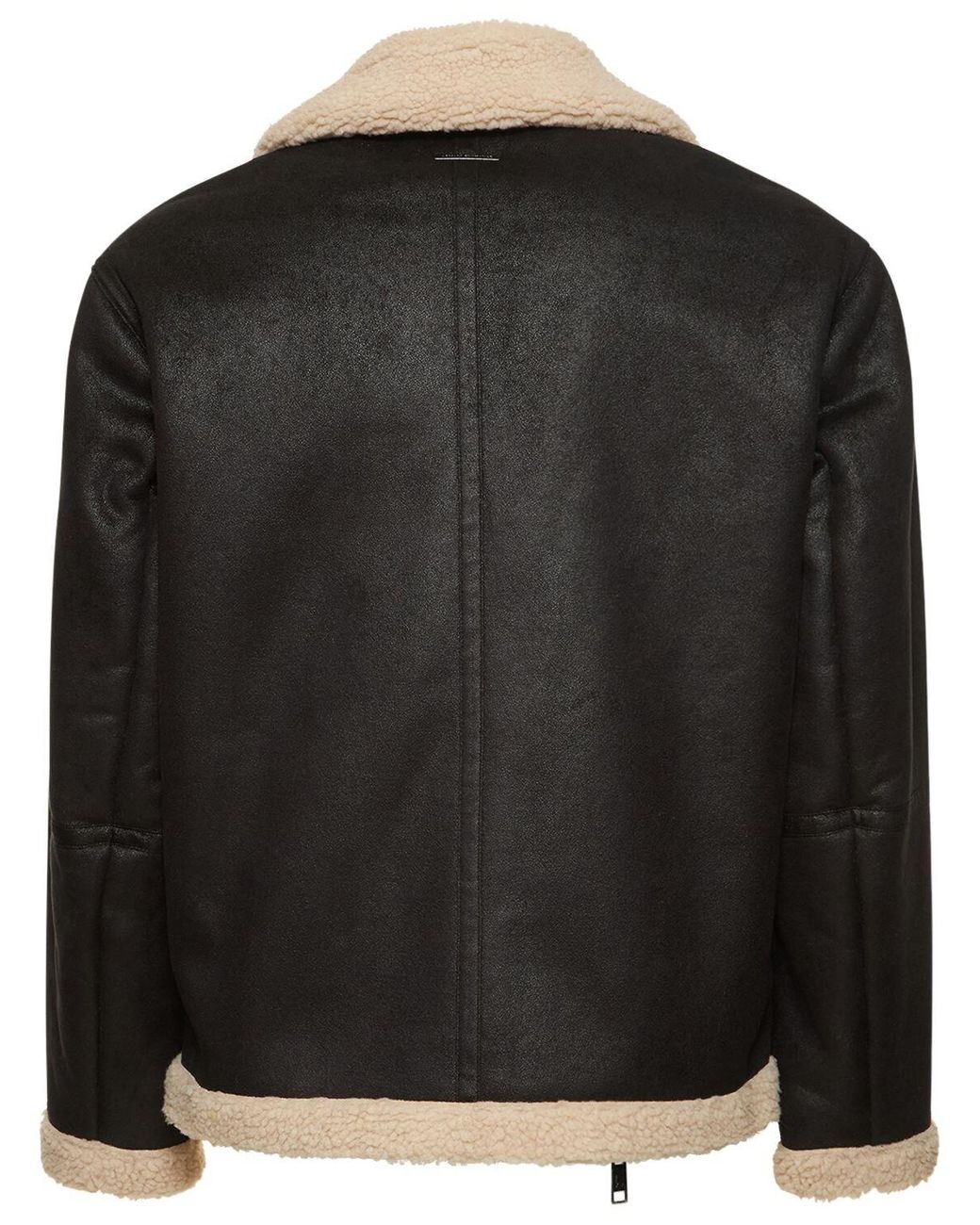 Armani exchange faux shearling worker jacket in sales black