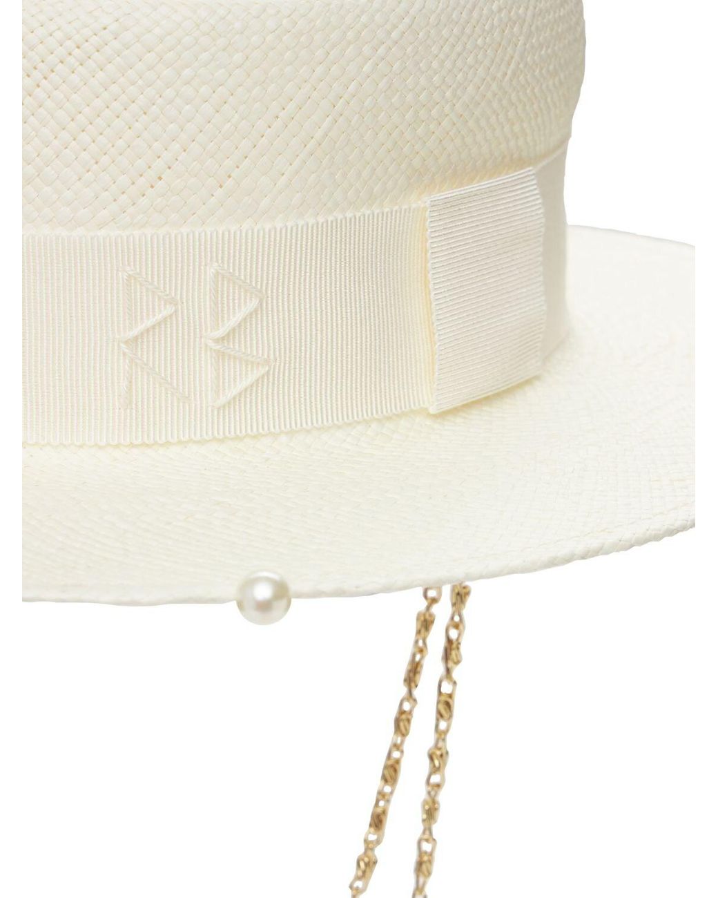 Double Chain Strap Straw Boater Hat 