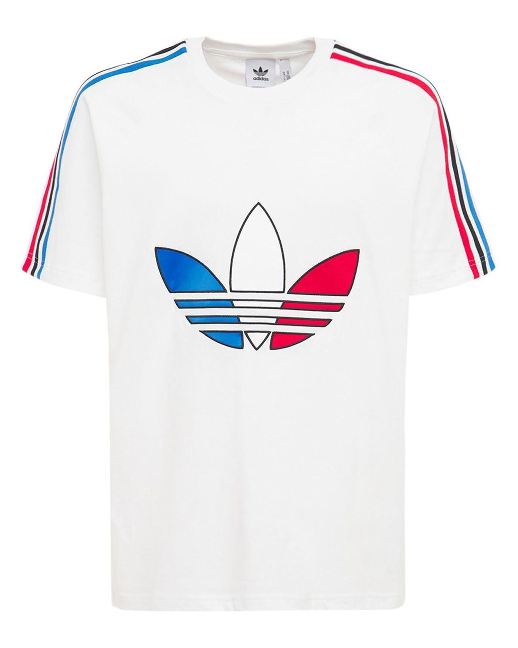 T-shirt En Jersey De Coton À Logo Trèfle Tricolore adidas Originals pour  homme en coloris Blanc | Lyst