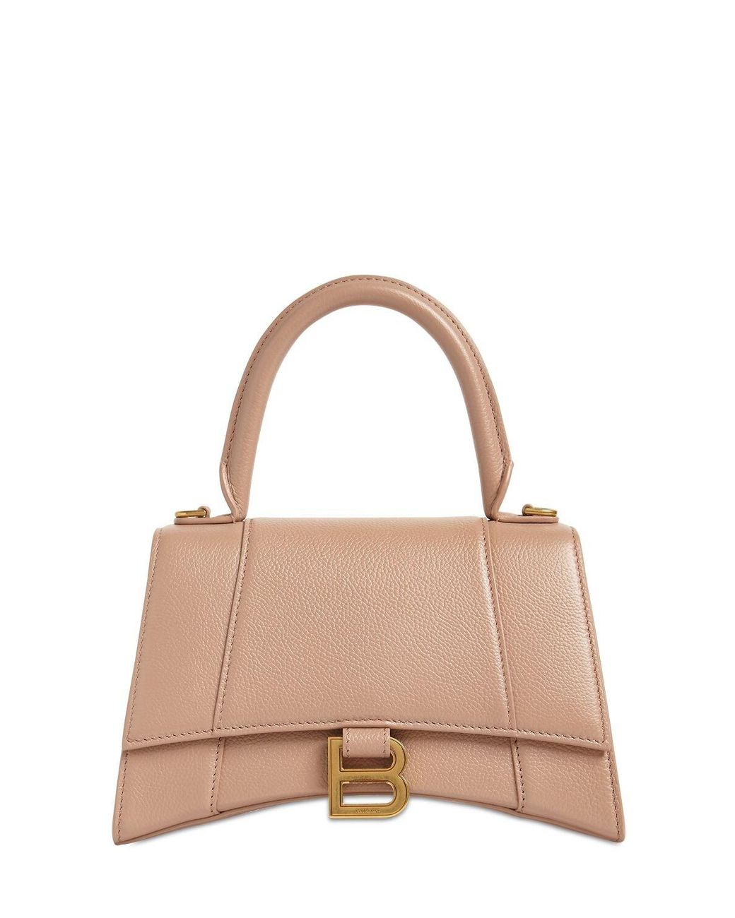 Balenciaga Hourglass Crocembossed Leather Top Handle Bag in Natural Lyst