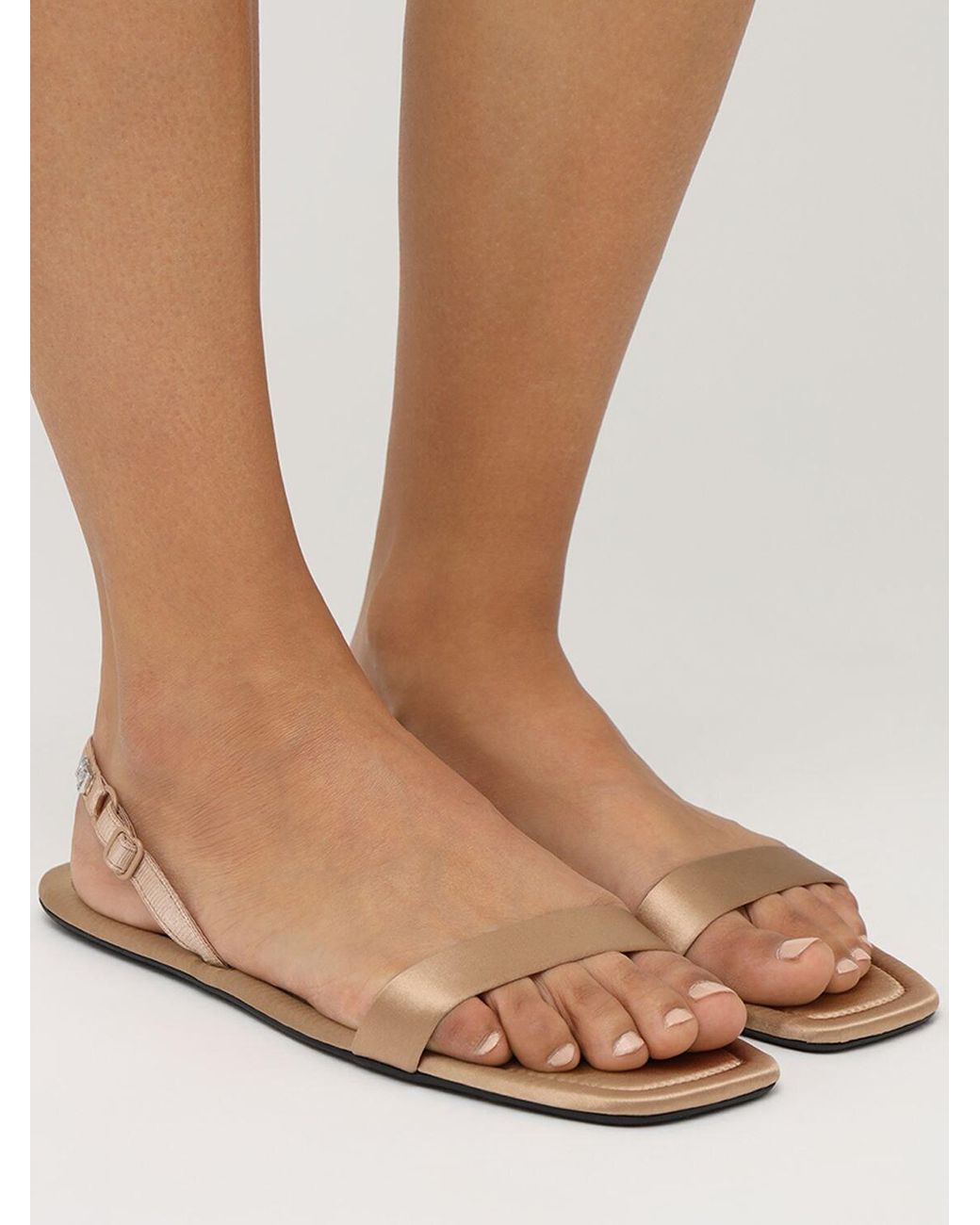 Alexander Wang 10mm Satin Sling Back Flat Sandals Lyst
