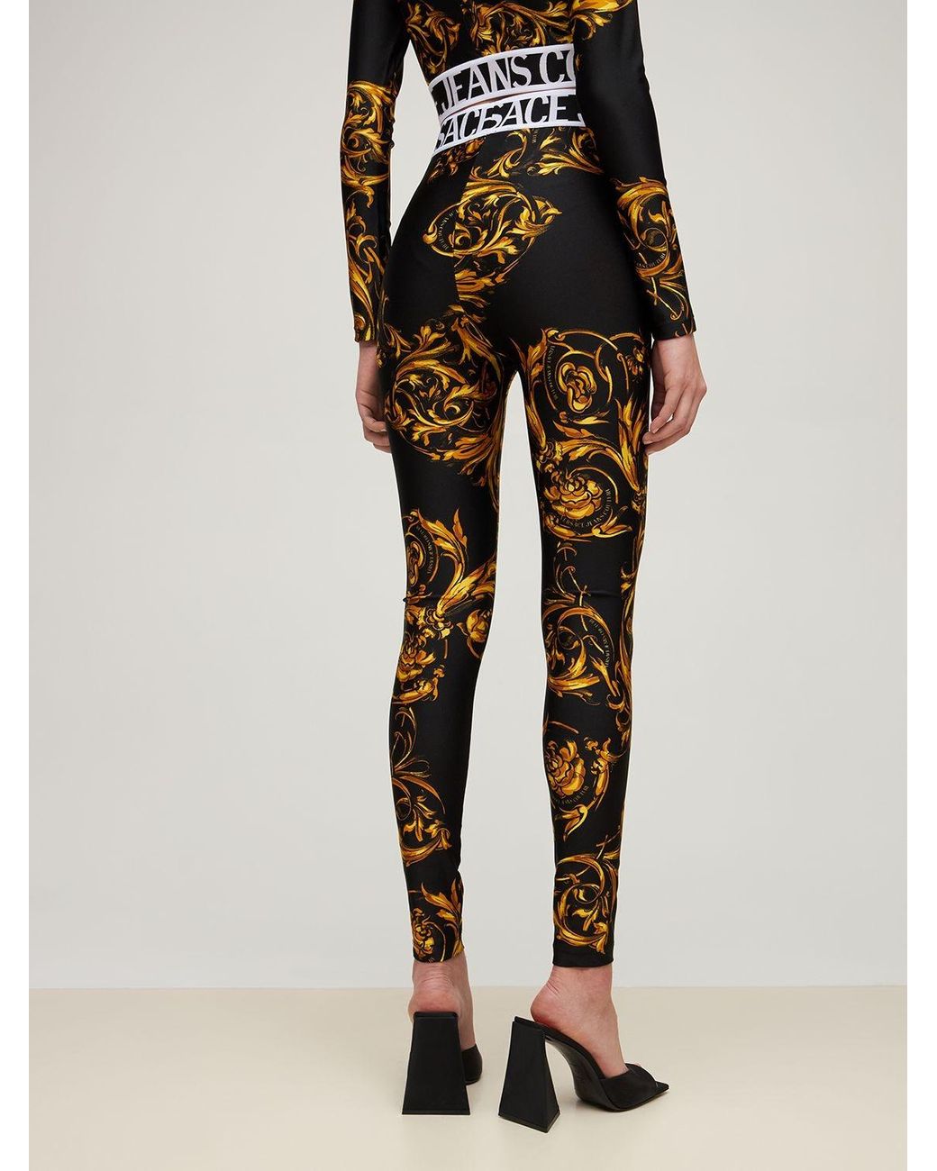 versace jeans couture garland logo waist leggings