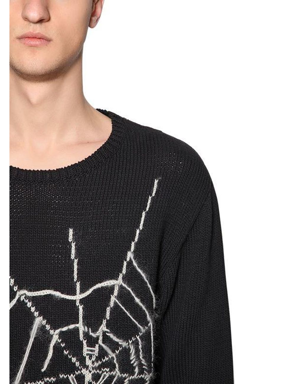 Yohji Yamamoto Spider Web Cotton Knit Sweater in Black for Men | Lyst