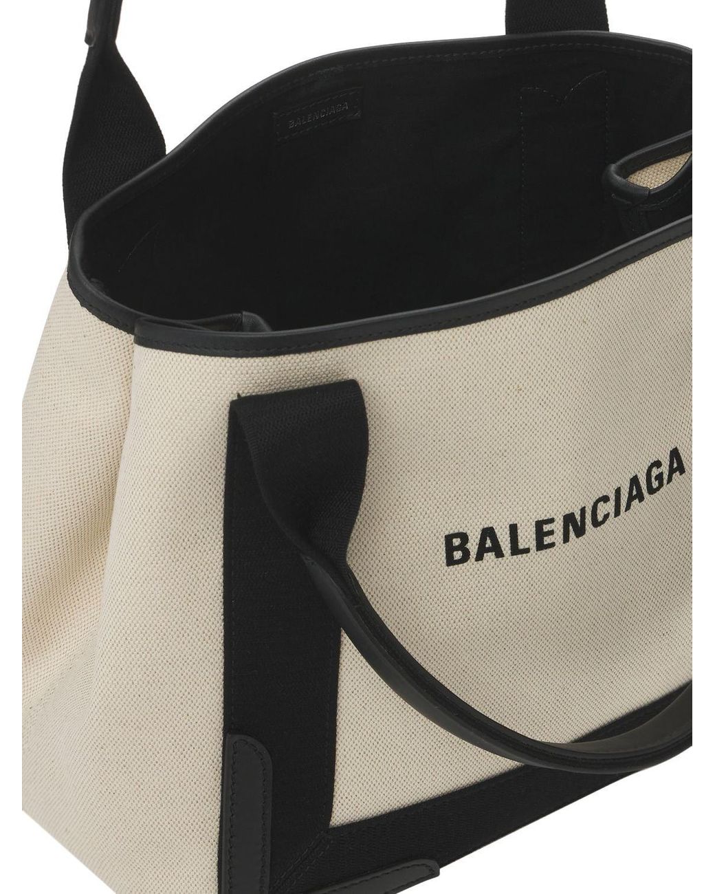 Balenciaga Cotton Sm Navy Cabas Canvas Bag | Lyst