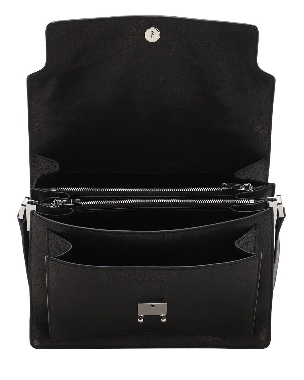 Marni Large Soft Trunk Smooth Leather Bag in Black | Lyst